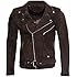 Men's Classic Brando Casual Brown Tan Suede Leather Biker Jacket