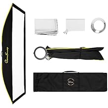 Glow ParaSnap 14x60 Strip New Generation SterlingFibre Bowens Mount Softbox w/External & Internal Diffusers, 144mm Bowens Speedring, Soft Box Speedring Adapter for Studio Speedlight Softbox Lighting