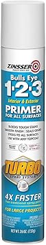 26 oz Zinsser 343746 White Bulls Eye 1-2-3 Interior and Exterior Primer Turbo Spray