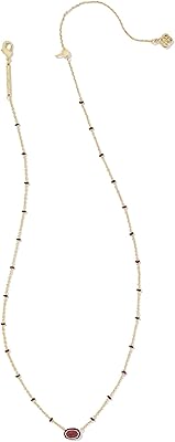 Kendra Scott Womens Mini Elisa Enamel Frame Short Pendant Necklace Gold Maroon Magnesite One Size