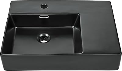 St. Tropez 24 x 18 Ceramic Wall Hung Sink with Left Side Faucet Mount, Matte Black