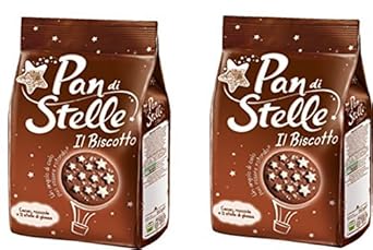Mulino Bianco: "Pan di Stelle" biscuit with cocoa , hazelnuts and many magical starlets of icing - 24.69 Oz (700g) Pack of 2 [ Italian Import ]