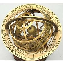Tabletop 11 inch Brass Armillary Sphere Engraved Horoscope Globe for Decorative