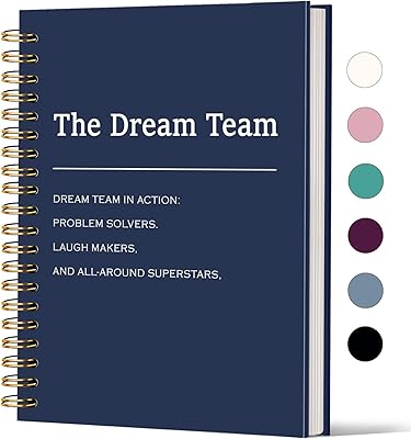 Lacama Thank You Gifts for Team Teammate Work Bestie Coworker, Blue Meeting Notebook for Work, 160 Pages, 5.5x8.3 Hardcover Notebook Office Supplies for Desk, Dream Team Spiral Notebook Journal