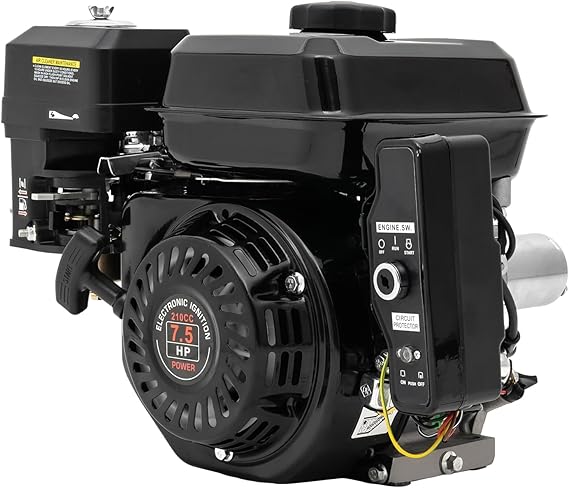 7.5HP Gas Engine 212CC 4 Strokes Gas Engine Electric Start Horizontal Engine Single Cylinder Air Cooled Gas Motor for Compressor Lawnmower Pump Generator Mower