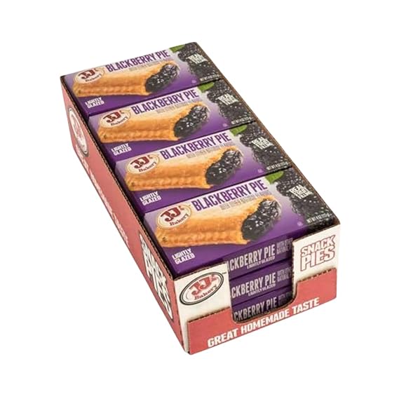 JJs Bakery Blackberry Pie Snack Pies, Individual Dessert, Fresh-Baked, Nut-Free, Kosher Parve, 4 Oz Each Pack of 12