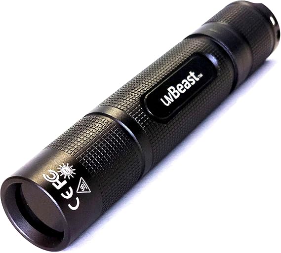 uvBeast New V3 365nm MINI - Black Light UV Flashlight High Definition Pure Ultraviolet - Professional Grade High Power Upgraded 5 Core UV LED USA Stock