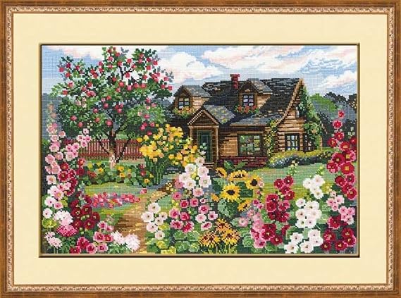 RIOLIS - Flowering Garden 978, Cross Stitch Kits 14,96" x 10,24", Cross Stitch Kits for Beginners & Advanced, Crossstitching Kit Adult, Embroidery Counted Stitching Kit
