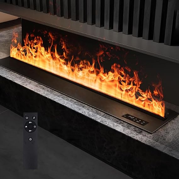 Water Vapor Fireplace, 3D Atomizing Electric Fireplace with Multiple Adjustable Flame Colors, Humidifier, Automatic Water Filling, Low Noise, Touchable Flame,700mm-7colors-remotecontrol