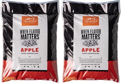 Traeger Grills Apple 100% All-Natural Wood Pellets for Smokers and Pellet Grills, BBQ, Bake, Roast, 18 lb. Bag
